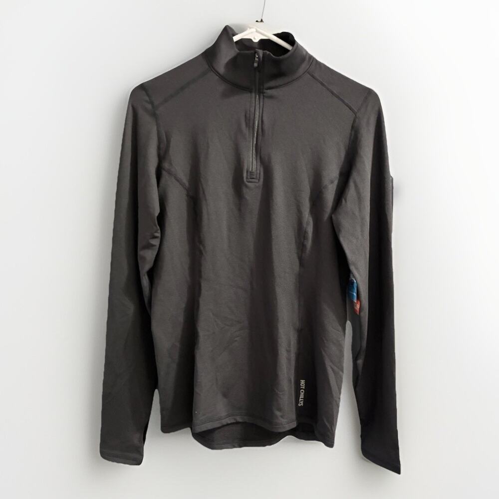 Hot Chillys Women's Micro-Elite Chamois Solid Zip T Top Black size small